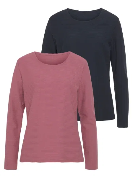 LASCANA Tričko námořnická modř / pastelově růžová