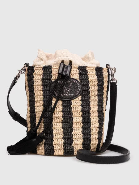 Сумка Valentino в полоску для бега бежевая
