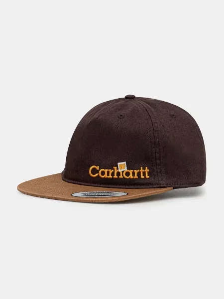 Бейсболка Carhartt WIP Label Script Coach Cap з аплікацією коричневий