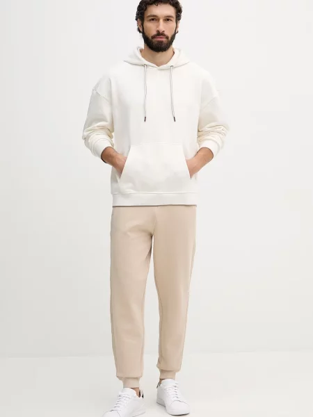 Guess pulover s kapuco bombažen FRANC bela