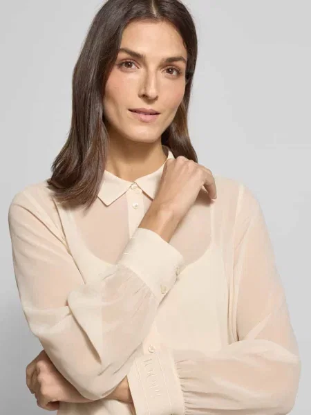Bluzka o kroju regular fit z półprzezroczystego materiału Joop! beżowa