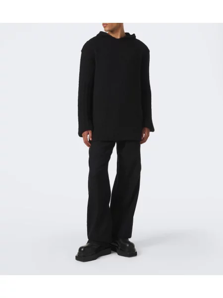 Pulover Rick Owens de mătase cu glugă negru
