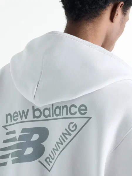 Флисовое худи New Balance серое