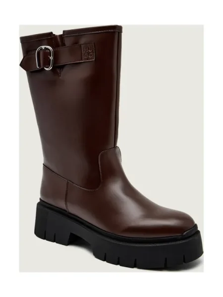 HUGO botine Kris maro cu platforma bordo