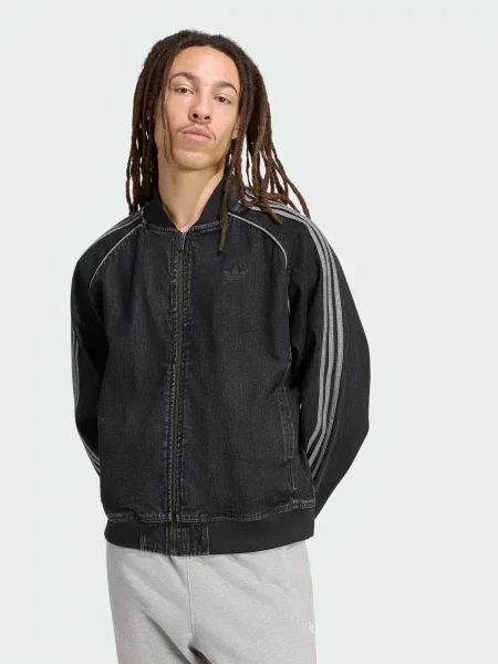 Джинсова куртка adidas комбінований верх чорний