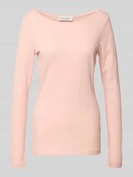 Bluzka z długim rękawem o kroju regular fit z mieszanki dżerseju i bawełny Marc O'polo różowa