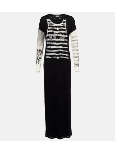 Rochie maxi Jean Paul Gaultier cu imagine din jerseu de costum negru