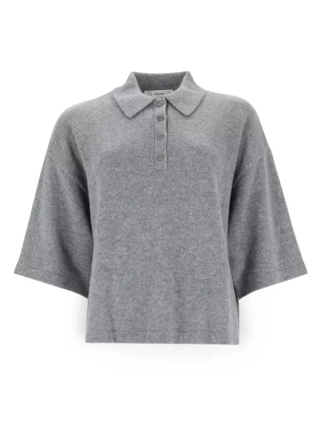 Tricou polo Frame tricotate gri