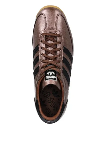 Prugaste bermuda kratke hlače Adidas s vezicama s čipkom smeđa