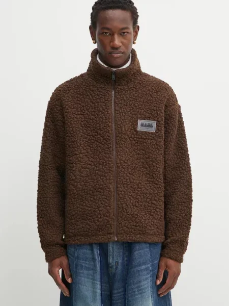 Dukserica s dodatkom vune Napapijri Napapijri x Martine Rose smeđa bez uzorka ružičasta