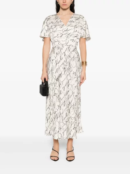 Rochie midi Karl Lagerfeld cu imagine până la genunchi de costum alb