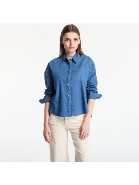 Košile Tommy Hilfiger Light Denim Boxy Shirt Ls Mid Blue Wash L modrá