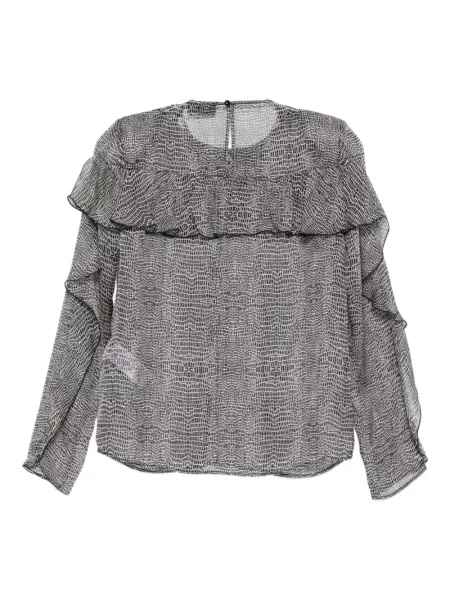 Top Elisabetta Franchi cu imagine cu imprimeu animal print negru