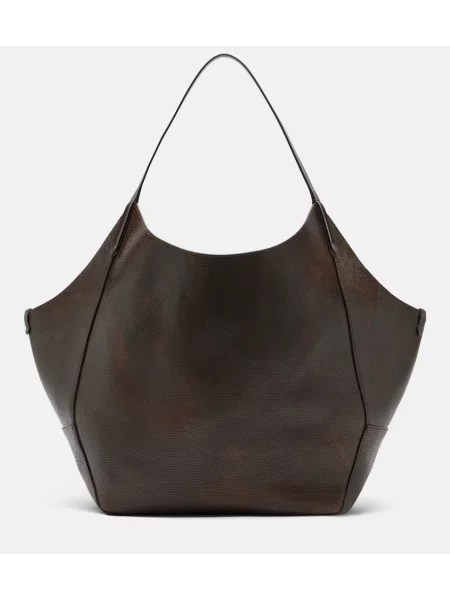 Reversibil geantă shopper Brunello Cucinelli din piele maro