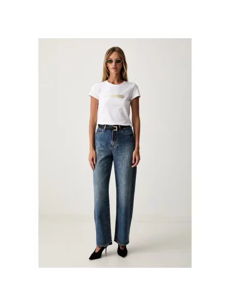 Szerokie jeansy Armani Exchange niebieskie