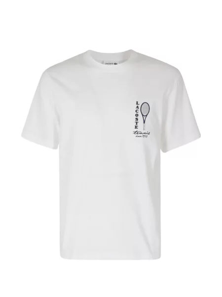 Tricou Lacoste cu broderie din jerseu alb