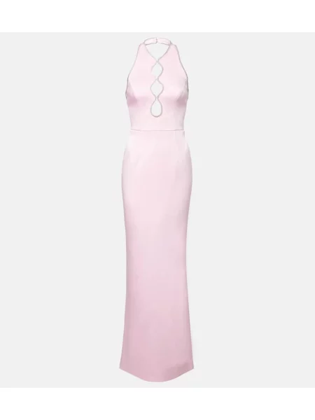 Rochie Rebecca Vallance din satin cu gât halter roz