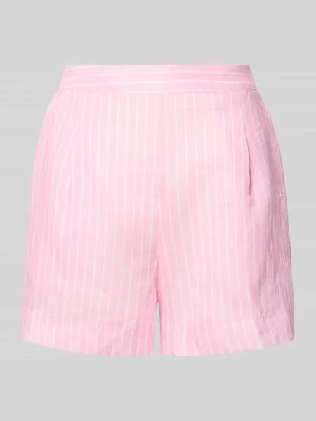 Szorty z lnu w kroju regular fit z czystego lnu model Amani' Mc2 Saint Barth różowe
