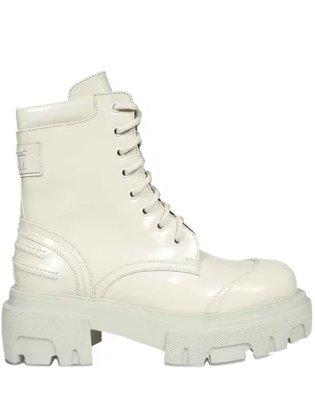 Botine Msgm cu șireturi cu platformă din dantelă alb