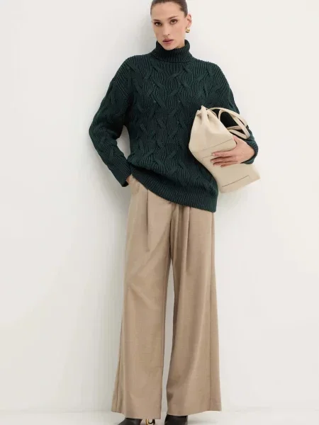 Armani Exchange sweter lekki z golfem zielony