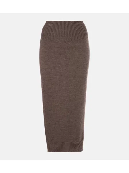 Fustă midi Max Mara de lână până la genunchi maro