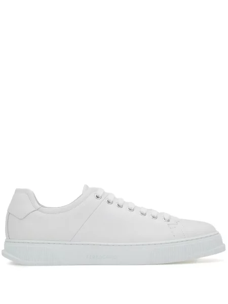 Sneakerși Ferragamo cu șireturi din piele alb