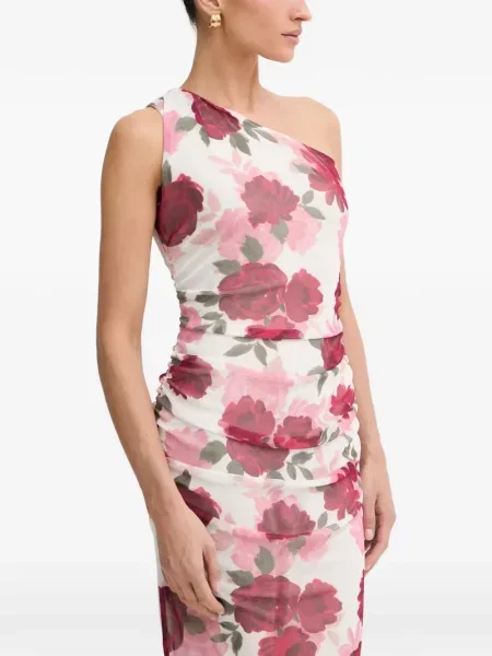 Rochie maxi Morgan cu model floral cu imagine asimetrică roșu