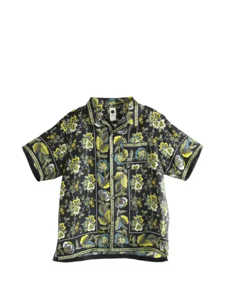 Scurt cămașă Vowels cu model floral cu imagine negru