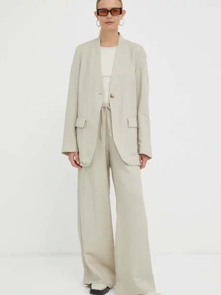 Льняний жакет Lovechild однобортний однотонна бежевий