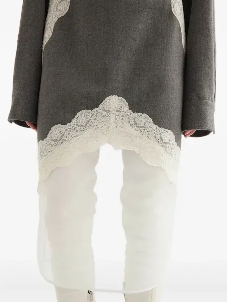 Fustă Jil Sander din dantelă gri