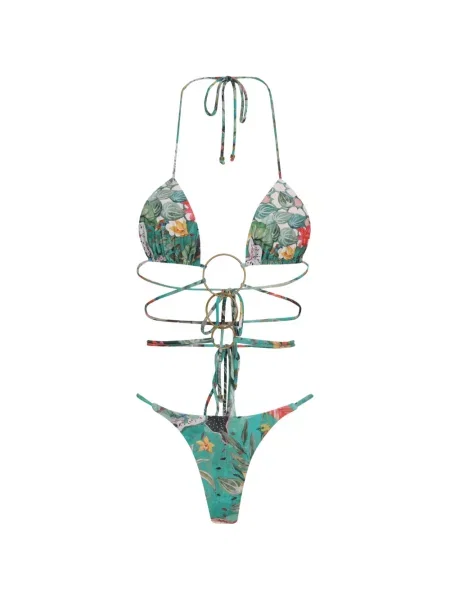 Bikini Amir Slama cu model floral cu imagine verde