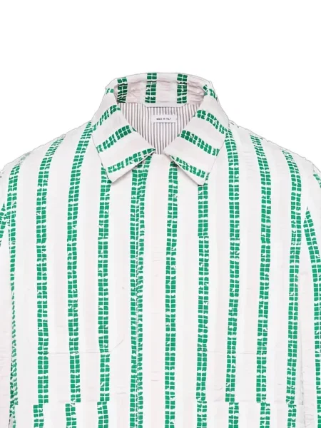 Ριγέ μπουφάν Thom Browne tweed πράσινο
