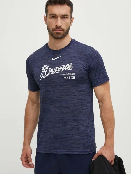 Тениска Nike Atlanta Braves с принт тъмносиньо
