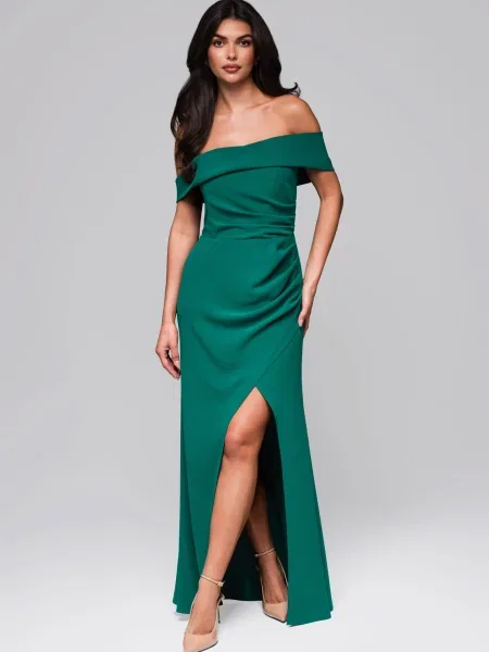 Rochie de seară Edoti de costum verde