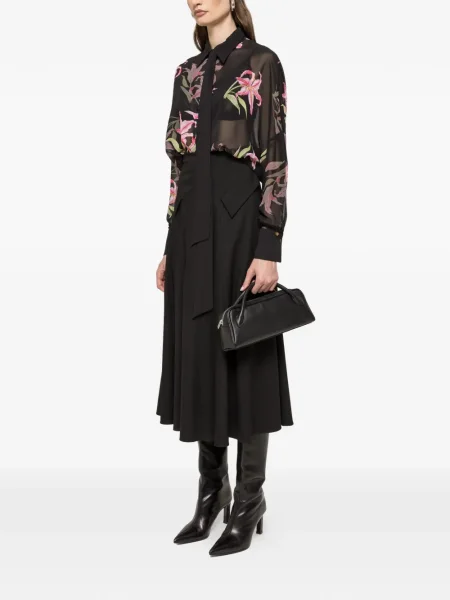 Top Nissa cu model floral negru