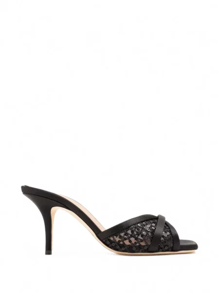 Papuci tip mules Malone Souliers cu paiete plasă negru