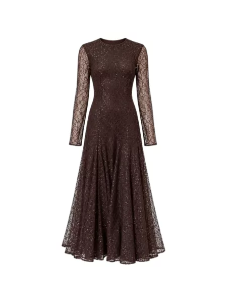 Rochie Twinset cu paiete din dantelă maro