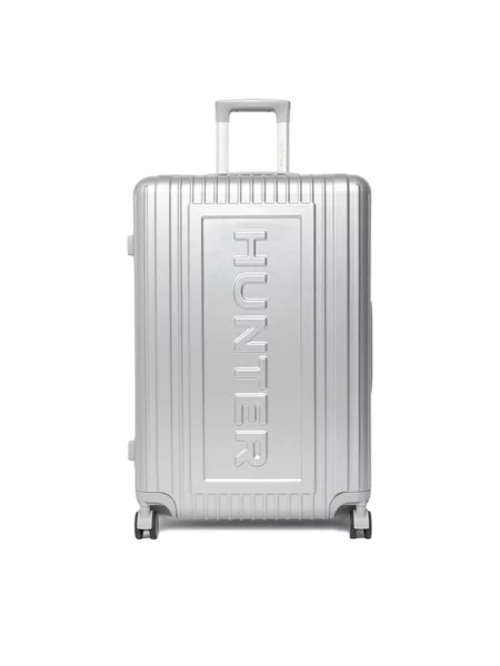 Большой чемодан Hunter серебряный