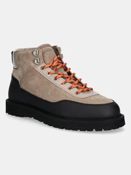 Велурени обувки GARMENT PROJECT Olaf Lace-Up Boot кафяво бежово