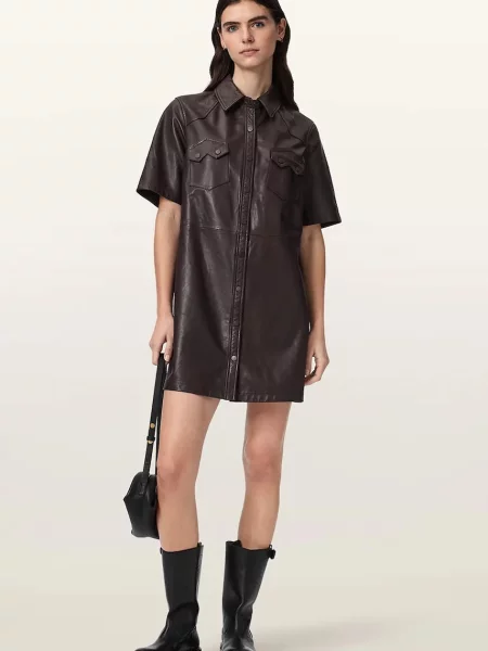 Кожаное платье Allsaints