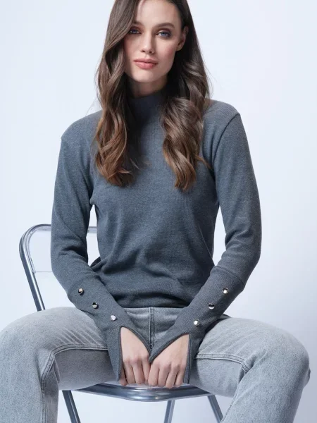 Trend Alaçatı Stili Tricou închis gri