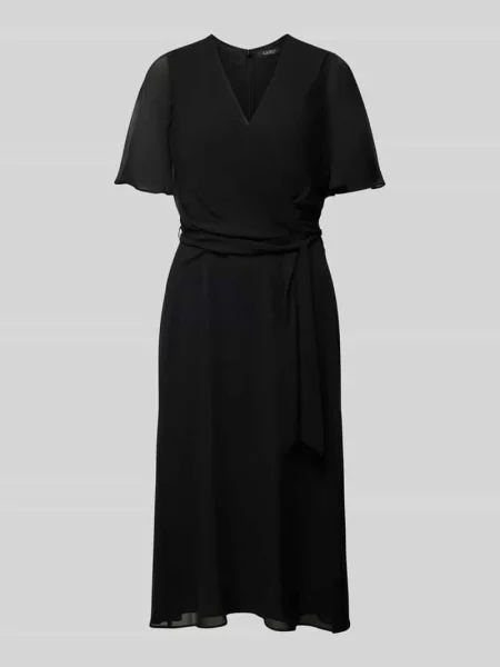 Sukienka midi z wiązanym model ‘ABEL’ Lauren Ralph Lauren czarna