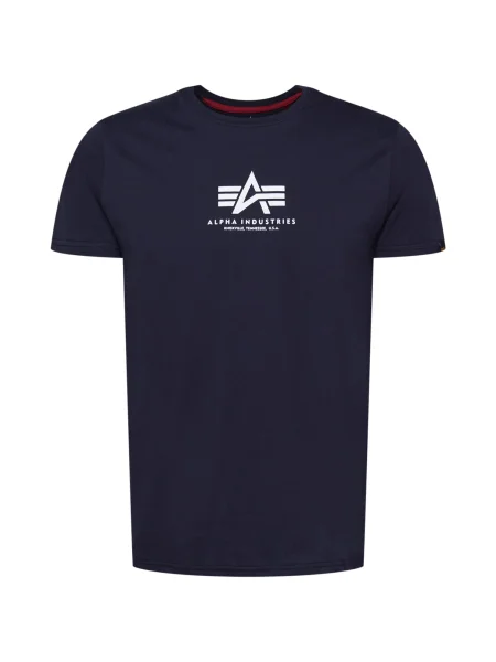 ALPHA INDUSTRIES Тениска нейви синьо / бяло