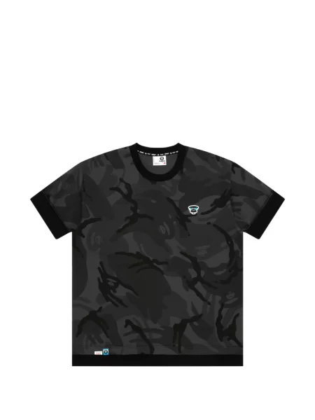 Tricou Aape By A Bathing Ape cu model camuflaj cu autograf negru