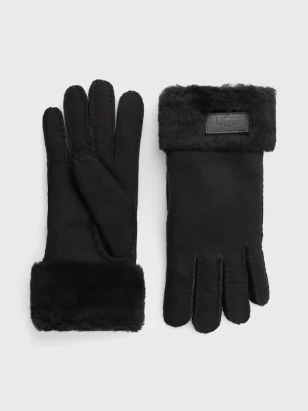 UGG Mănuși din piele de caprioara femei negru