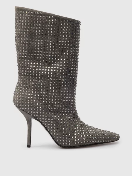 Замшевые ботинки Eddy Daniele со стразами серые