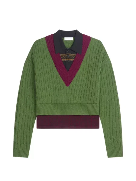 Pulover Dries Van Noten de lână verde
