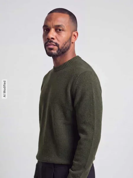 Sweter o kroju relaxed fit z mieszanki bawełny model ALEX' Selected zielony