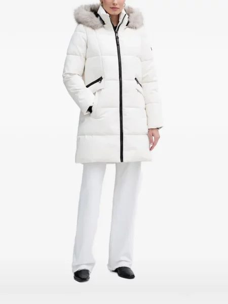 Palton de blană Dkny cu blană alb