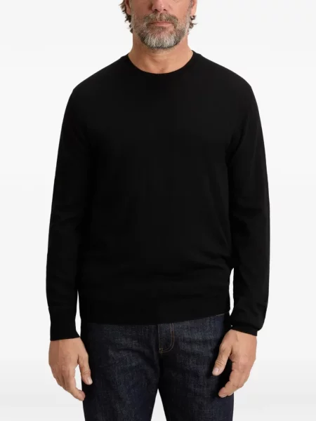 Pulover Woolrich de lână cu decolteu rotund negru